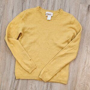 Ellen Tracy Yellow Gold Cashmere Crewneck Sweater Small with Flaws